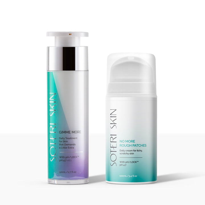 Soteri Skin dry skin eczema bundle gimme more and no more rough patches air tight bottles