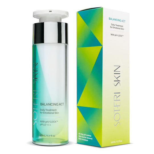 Soteri Skin Balancing Act air-tight pump bottle and product box